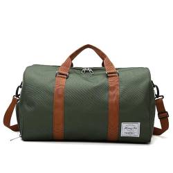 HATAMOTO Weekender Duffel Sport Gym Bag Overnight Travel Duffle Bags with Shoe Compartment Wet Pocket, B1-Military Green von HATAMOTO