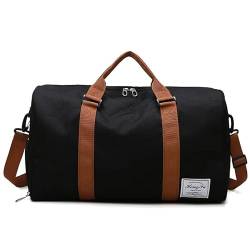 HATAMOTO Weekender Duffel Sport Gym Bag Overnight Travel Duffle Bags with Shoe Compartment Wet Pocket, B5-schwarz von HATAMOTO