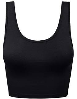 Damen Crop Tank Top Baumwolle U-Ausschnitt Racerback Ärmellos Slim Fit Tops - Schwarz - Mittel von HATOPANTS