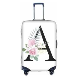 HAUYE Gepäckabdeckung, elastisch, waschbar, Stretch-Koffer-Schutz, kratzfest, Reisekoffer-Abdeckung für Kinder und Erwachsene, Blume, Buchstabe A, L (25-28 inch suitcase) von HAUYE