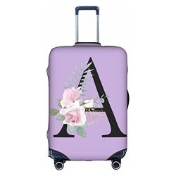 HAUYE Gepäckabdeckung, elastisch, waschbar, Stretch-Koffer-Schutz, kratzfest, Reisekoffer-Abdeckung für Kinder und Erwachsene, Blume, Buchstabe A, XL (29-32 inch suitcase) von HAUYE