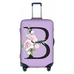 HAUYE Gepäckabdeckung, elastisch, waschbar, Stretch-Koffer-Schutz, kratzfest, Reisekoffer-Abdeckung für Kinder und Erwachsene, Blume, Buchstabe B, XL (29-32 inch suitcase) von HAUYE