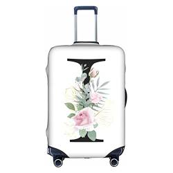 HAUYE Gepäckabdeckung, elastisch, waschbar, Stretch-Koffer-Schutz, kratzfest, Reisekoffer-Abdeckung für Kinder und Erwachsene, Blume, Buchstabe I, M (22-24 inch suitcase) von HAUYE