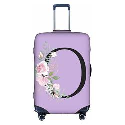 HAUYE Gepäckabdeckung, elastisch, waschbar, Stretch-Koffer-Schutz, kratzfest, Reisekoffer-Abdeckung für Kinder und Erwachsene, Blume, Buchstabe O, XL (29-32 inch suitcase) von HAUYE