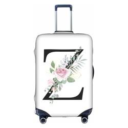 HAUYE Gepäckabdeckung, elastisch, waschbar, Stretch-Koffer-Schutz, kratzfest, Reisekoffer-Abdeckung für Kinder und Erwachsene, Blume, Buchstabe Z, L (25-28 inch suitcase) von HAUYE