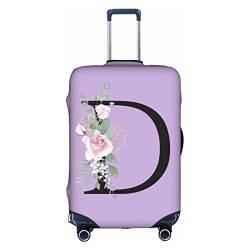 HAUYE Gepäckabdeckung, elastisch, waschbar, Stretch-Koffer-Schutz, kratzfest, Reisekoffer-Abdeckung für Kinder und Erwachsene, Blume Buchstabe D, XL (29-32 inch suitcase) von HAUYE