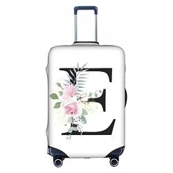 HAUYE Gepäckabdeckung, elastisch, waschbar, Stretch-Koffer-Schutz, kratzfest, Reisekoffer-Abdeckung für Kinder und Erwachsene, Blumen-Buchstabe E, M (22-24 inch suitcase) von HAUYE