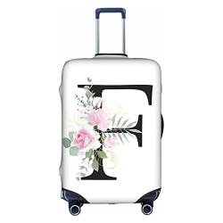 HAUYE Gepäckabdeckung, elastisch, waschbar, Stretch-Koffer-Schutz, kratzfest, Reisekoffer-Abdeckung für Kinder und Erwachsene, Blumen-Buchstabe F, S (18-21 inch suitcase) von HAUYE
