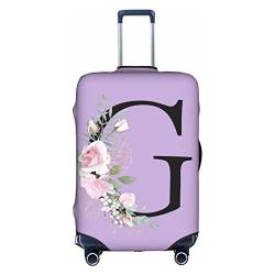 HAUYE Gepäckabdeckung, elastisch, waschbar, Stretch-Koffer-Schutz, kratzfest, Reisekoffer-Abdeckung für Kinder und Erwachsene, Blumen-Buchstabe G, XL (29-32 inch suitcase) von HAUYE