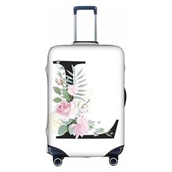 HAUYE Gepäckabdeckung, elastisch, waschbar, Stretch-Koffer-Schutz, kratzfest, Reisekoffer-Abdeckung für Kinder und Erwachsene, Blumen-Buchstabe L, L (25-28 inch suitcase) von HAUYE