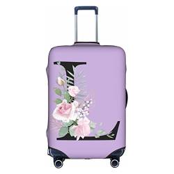 HAUYE Gepäckabdeckung, elastisch, waschbar, Stretch-Koffer-Schutz, kratzfest, Reisekoffer-Abdeckung für Kinder und Erwachsene, Blumen-Buchstabe L, M (22-24 inch suitcase) von HAUYE