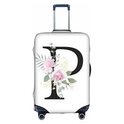 HAUYE Gepäckabdeckung, elastisch, waschbar, Stretch-Koffer-Schutz, kratzfest, Reisekoffer-Abdeckung für Kinder und Erwachsene, Blumen-Buchstabe P, M (22-24 inch suitcase) von HAUYE