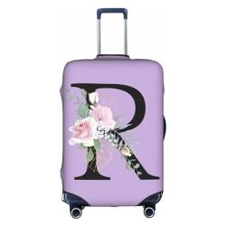 HAUYE Gepäckabdeckung, elastisch, waschbar, Stretch-Koffer-Schutz, kratzfest, Reisekoffer-Abdeckung für Kinder und Erwachsene, Blumen-Buchstabe R, S (18-21 inch suitcase) von HAUYE
