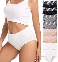 HAVVIS Unterhosen Damen Stretch Baumwolle Hohe Taille Slips Weich Atmungsaktiv Bequeme Unterwäsche Mehrpack (L, A01-8er Pack - Mehrfarbig 02) von HAVVIS