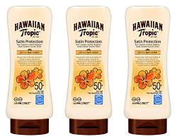 Hawaiian Tropic - Satin Protection Ultra Radiance SPF 50+ - Sonnenlotion mit sehr hohem Schutz, schützt und erweicht die Haut, tropischer Fruchtduft, Packung 3 Einheiten x 180 ml von HAWAIIAN Tropic