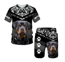 Männer Rottweiler Hund 3D-Druck T-Shirt/T-Shirt Shorts Anzug Herren Cool Sportswear Set Herren/Damen Sommer Trainingsanzug Suit-6 S von HAWCYEN
