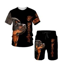 Männer Rottweiler Hund 3D-Druck T-Shirt/T-Shirt Shorts Anzug Herren Cool Sportswear Set Herren/Damen Sommer Trainingsanzug Suit-7 XL von HAWCYEN