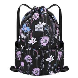 HAWEE Wasserdicht Kordelzug Rucksack mit Innentasche Groß Turnbeutel Kordelzug Tagesrucksack Tunnelzug Tasche Sporttasche Unisex für Frauen Männer Reise Alltag Outdoor Yoga Schule Strand Schwimmen von HAWEE