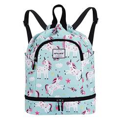 HAWEE Wasserdicht Kordelzug Rucksack mit Innentasche Groß Turnbeutel Kordelzug Tagesrucksack Tunnelzug Tasche Sporttasche Unisex für Frauen Männer Reise Alltag Schule Outdoor Yoga Schwimmen Strand von HAWEE