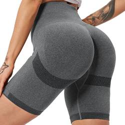 HAWILAND Booty Sportshorts Damen - Scrunch Butt Leggings Kurz Po Push Up Seamless Kurze Leggins High Waist Sport Shorts für Gym Workout Fitness #1 Grau S von HAWILAND