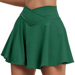 HAWILAND Tennisrock Damen - Hosenrock Crossover Waist V-Bund Tennis Skort mit Taschen Golfrock für Radfahren Wandern Laufen #5 Türkis S von HAWILAND