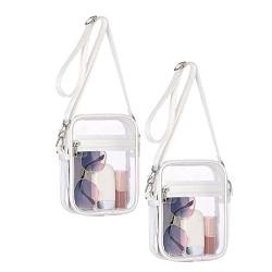 HAWILL 2 Stück Klein Transparente Tasche Stadion Approved Crossbody Bag Damen Durchsichtige Wasserdicht Handtasche für Konzerte, Arbeit, Festivals (Weiß) von HAWILL