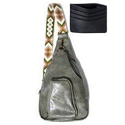 HAWILL Damen Crossbody Bag mit Breiter Gurt Klein Umhängetasche Leder Brusttasche Vintage Schultertasche Tasche Moderne Hüfttaschen für iPhone 14/14 Pro Max/13/12/11/XR von HAWILL