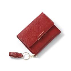 HAWILL Geldbeutel Damen Portemonnaie Damen Klein Geldbörse Tassel Portmonee Gift for You Leder Mini Wallet for Women mit Vielen Fächern (Rot) von HAWILL