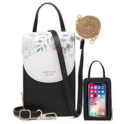 HAWILL Handy Umhängetasche Damen Touchscreen Handytasche zum Umhängen Kleine Schultertasche Leder Crossbody Geldbörse Phone Tasche für iPhone 14/12/12 Pro Max/11/XR, Samsung Galaxy S21/S20/S10 von HAWILL