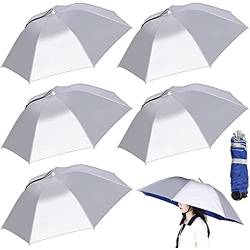 HAWILL Regenschirm Hut, 5 Stück Faltbarer Kopfschirm 360 Grad gegen UV-Strahlung Angelschirm 64 cm Durchmesser Sonnenschirm für Angeln Camping Gartenarbeit Outdoor Golf von HAWILL