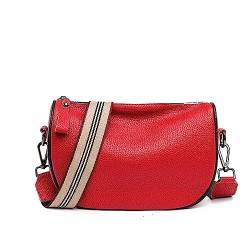 Handtasche Damen Umhängetasche Klein Crossbody Bag Leder Schultertasche Moderne Taschen mit Breitem Schultergurt für iPhone Samsung Huawei (Rot) von HAWILL
