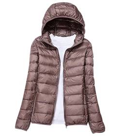 Leichte Daunenjacke Damen Puffer Jacke Damen Daunenmantel Lightweight Steppjacke Damen Leicht Down Jacket Women Federleichte Ultraleichte Kapuzen Daunenjacke Frauen Jacke Daunen Oversize Khaki XL von HAXNOHEY