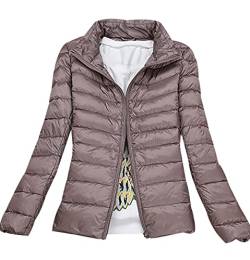 Leichte Daunenjacke Damen Puffer Jacke Damen Leichter Daunenmantel Lightweight Steppjacke Damen Leicht Packable Down Jacket Women Federleichte Daunenjacke Frauen Dünne Jacke Daunen Oversize Khaki L von HAXNOHEY