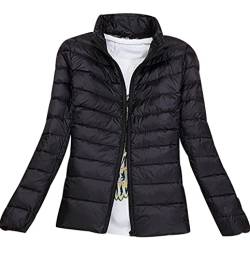 Leichte Daunenjacke Damen Puffer Jacke Damen Leichter Daunenmantel Lightweight Steppjacke Damen Leicht Packable Down Jacket Women Federleichte Daunenjacke Frauen Dünne Jacke Daunen Oversize Schwarz L von HAXNOHEY