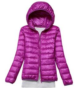 Leichte Daunenjacke Damen Puffer Jacke Damen Leichter Daunenmantel Steppjacke Damen Leicht Down Jacket Women Federleichte Ultraleichte Kapuzen Daunenjacke Frauen Dünne Jacke Daunen Oversize Violett L von HAXNOHEY