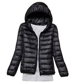 Leichte Daunenjacke Damen Puffer Jacke Damen Leichter Daunenmantel Steppjacke Damen Leicht Down Jacket Women Federleichte Ultraleichte Kapuzen Daunenjacke Frauen Jacke Daunen Oversize Schwarz XXL von HAXNOHEY