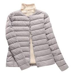 Leichte Daunenjacke Damen Puffer Jacke Damen Leichter Daunenmantel Steppjacke Damen Leicht Puffer Mantel Damen Down Jacket Women Federleichte Ultraleichte Daunenjacke Frauen Dünne Jacke Daunen Grau XL von HAXNOHEY