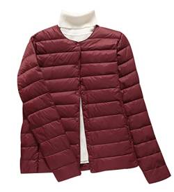 Leichte Daunenjacke Damen Puffer Jacke Damen Leichter Daunenmantel Steppjacke Damen Leicht Puffer Mantel Damen Down Jacket Women Federleichte Ultraleichte Daunenjacke Frauen Dünne Jacke Daunen Rot M von HAXNOHEY