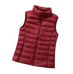 Leichte Daunenweste Damen Ärmellose Steppweste Damen Leicht Jacke Ärmellos Damen Puffer Weste Wattierte Westen Damen Warme Gesteppte Weste Stepp Damen Quilted Vest Women Damen-Steppwesten Rot XL von HAXNOHEY