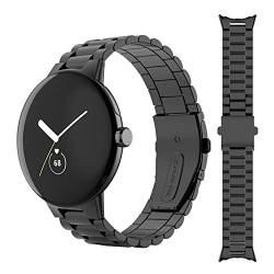 HAYONLIY Metallband, kompatibel mit Google Pixel Watch 2, Edelstahlarmband, verstellbarer Ersatz, für Damen und Herren, Business-Armband für Google Pixel Watch (schwarz) von HAYONLIY