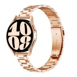 HAYONLIY Thin Band Compatible for Samsung Galaxy Watch 6/5/4 40mm 44mm, 5 Pro, Watch 6/4 Classic 43mm 47mm 42mm 46mm, 20mm Metal Stainless Steel Replacement Adjustable Strap for Women Men-Rose Gold von HAYONLIY