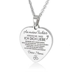 HAYOUWAY An Meine Tochter Enkelin Kette Herz Halskette für Damen Mädchen, Mutter Tochter Geschenk Kette mit Gravur Spruch Geburtstag Jahrestag Geschenk für Tochter Enkelin von Mama Papa Oma Opa von HAYOUWAY