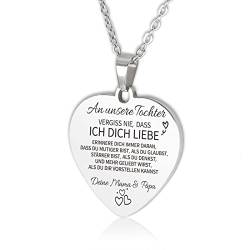 HAYOUWAY An Meine Tochter Enkelin Kette Herz Halskette für Damen Mädchen, Mutter Tochter Geschenk Kette mit Gravur Spruch Geburtstag Jahrestag Geschenk für Tochter Enkelin von Mama Papa Oma Opa von HAYOUWAY