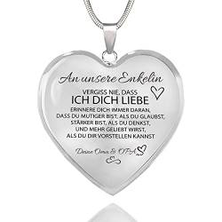 HAYOUWAY Herz Kette Halskette Herz mit Motivierend Nachricht an Meine Enkeltochter Damen Mädchen, Mutter Tochter Kette mit Herz Anhänger Inspirierende Geschenke für Unsere Enkelin von Oma und Opa von HAYOUWAY