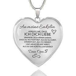 HAYOUWAY Kette Herz Halskette mit Gravur Motivierend Nachricht für Meine Enkelin Damen Mädchen, Herz Anhänger Inspirierende Geschenke an Meine Enkelin von Oma und Opa von HAYOUWAY