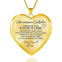 HAYOUWAY Kette Herz Halskette mit Gravur Motivierend Nachricht für Meine Enkelin Damen Mädchen, Herz Anhänger Inspirierende Geschenke an Meine Enkelin von Oma und Opa von HAYOUWAY