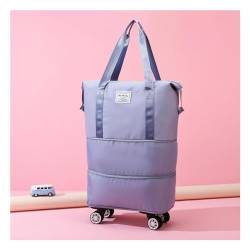 Faltbare Reisetasche Mit Rollen Erweiterbare, Abnehmbare RäDer, Weekender Damen Groß Wasserdicht, VerschleißFest, Travel Bag Faltbar Geeignet FüR Sportliche AktivitäTen,Blue von HAZARA