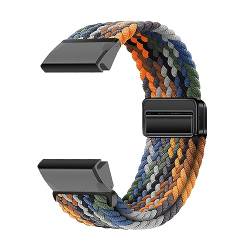 Nylon Armband für Garmin Fenix 7S Armband Magnetisch Armbänder Ersatzarmband Solo Loop Elastisches Verstellbares Armband mit Garmin Fenix 7S Sportarmband (26,Fenix 7s) von HAZARA