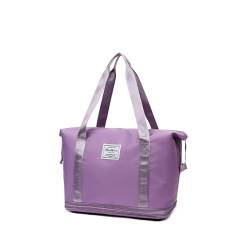 Reisetasche Mit Rollen Damen Erweiterbare, Abnehmbare RäDer, Kleine Reisetasche Wasserdicht, VerschleißFest, Weekend Travel Bag Geeignet FüR Camping,Purple von HAZARA