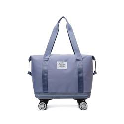 Wochenendtasche Damen Erweiterbare, Abnehmbare RäDer, Reise Taschen Mit Rollen Wasserdicht, VerschleißFest, Duffel Travel Bag Geeignet FüR Camping,Blue von HAZARA